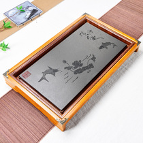 Solid Wood tea tray set fully automatic integrated log tray household large simple rectangular living room Tea Sea