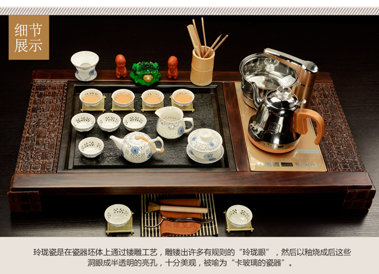 Purple sand tea set household contracted sitting room office solid wood tea tray was kung fu tea tea tea set
