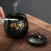 Bullgas ceramic ashtray with lid household living room Office anti-fly ash creative personality trend size