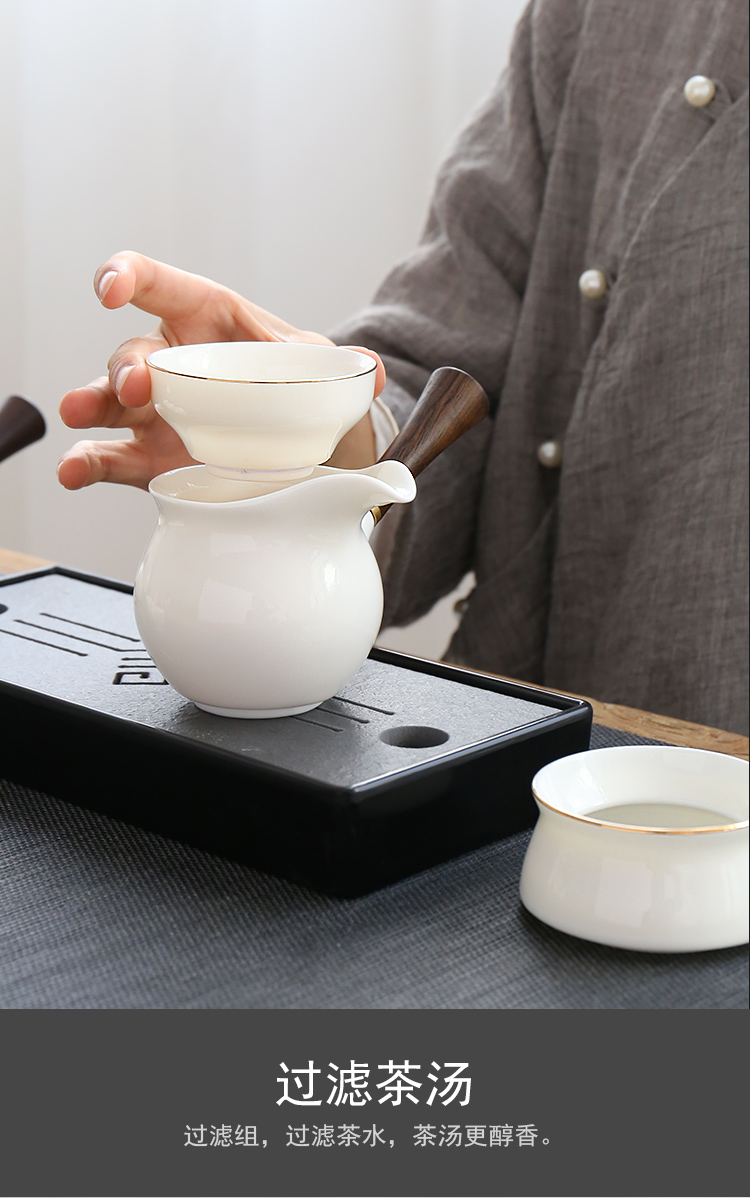 White porcelain suet jade porcelain tea set home office with a complete set of dehua ceramic contracted kung fu tea cups