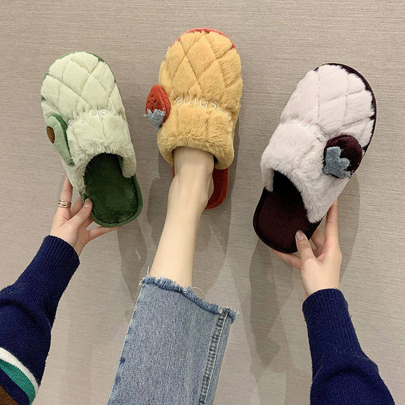 Cixi Cotton Slippers Women Winter Indoor Soft Bottom Thick Bottom Warm Home Home Non-slip Couple Fumao Confinement Slippers Men