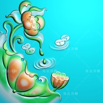 H0130 lotus water drop Lotus Leaf Lotus jade carving figure wood carving picture gray relief figure jdp