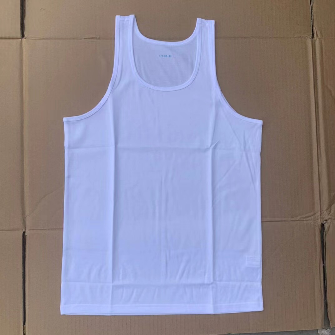 Casual knitted simple sleeveless thin men's quick-drying summer vest blended white vest sports vest cotton 40%