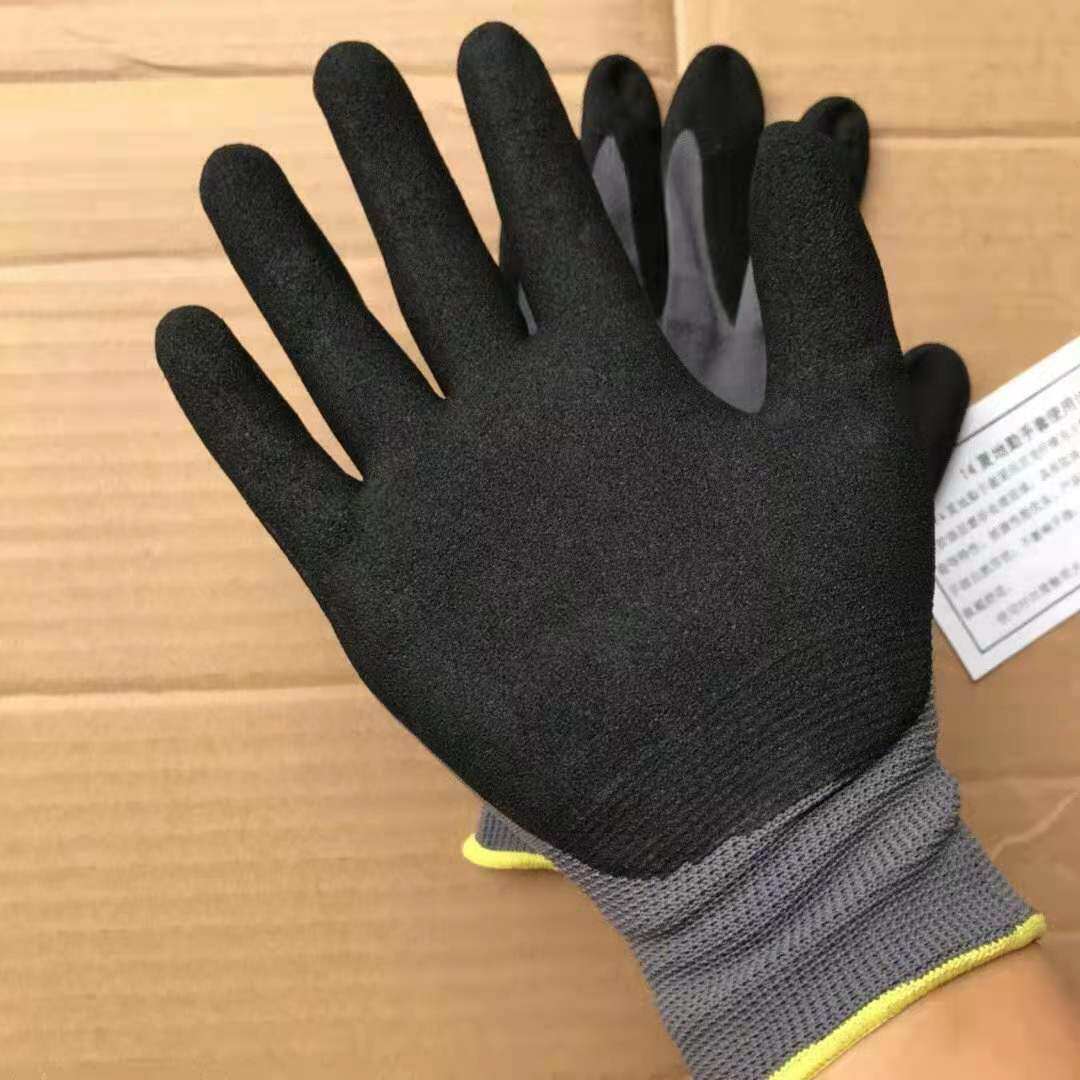 Men's summer ground handling gloves Machine Business Antistatic and anti-slip, thin breathable oil resistant acid with glue Lauding work gloves-Taobao