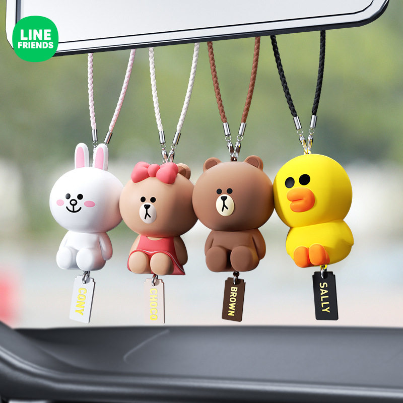 Genuine Brown Bear Car Pendant Car Adorable Net Red Hanging rear Mirror School Bag Adornment Line Pendant Accessories