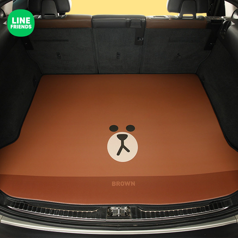 LINE Korea Bear Special Car Customized Cartoon Trunk Mat is suitable for tailbox pads such as Mercedes BMW Audi Volkswagen-Taobao