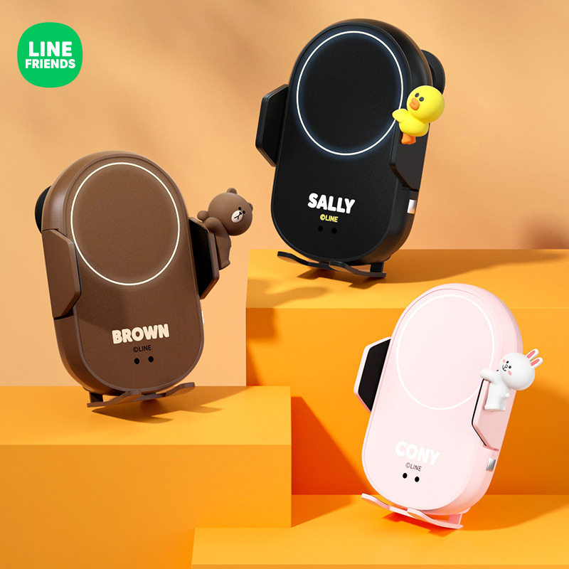 line Brown bear wireless car charging wireless charger 2021 new creative navigation air outlet car fixing bracket