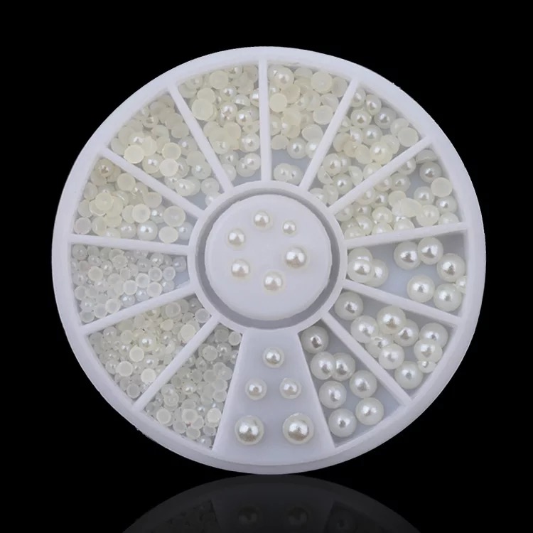 Orintine Nail Semi Pearl Disk with popular white beige 12 Grouter Dial Accessories Nail Decoration
