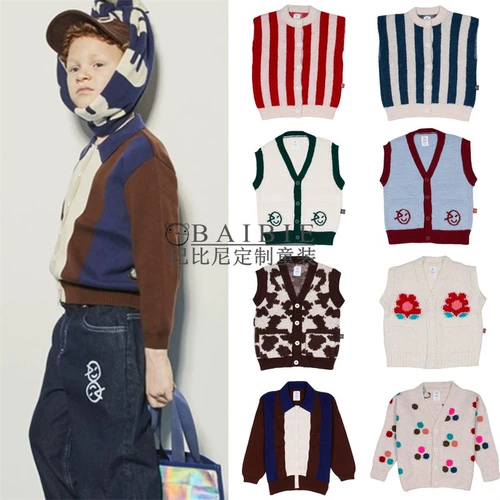 Брендовый детский демисезонный свитер, ретро удерживающий тепло лонгслив подходит для мужчин и женщин, жилет, кардиган