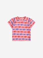 Розовый купальник с бантиком, короткий рукав, (в наличии на складе)