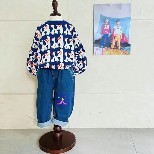 Брендовые детские демисезонные штаны, мультяшные джинсовые джинсы подходит для мужчин и женщин