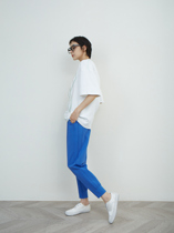 The tight waist thin waist and loose beard - thin cotton nine - mint pants in summer