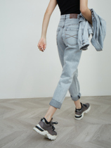 Imported long - sleeve cotton severe water - shaped 2023 new long - sleeved jean suit female