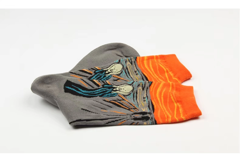Nghệ thuật retro trừu tượng sơn dầu van Gogh sao không khí vớ dài vớ nữ vớ cotton vớ thủy triều nam và nữ đôi vớ - Vớ bông