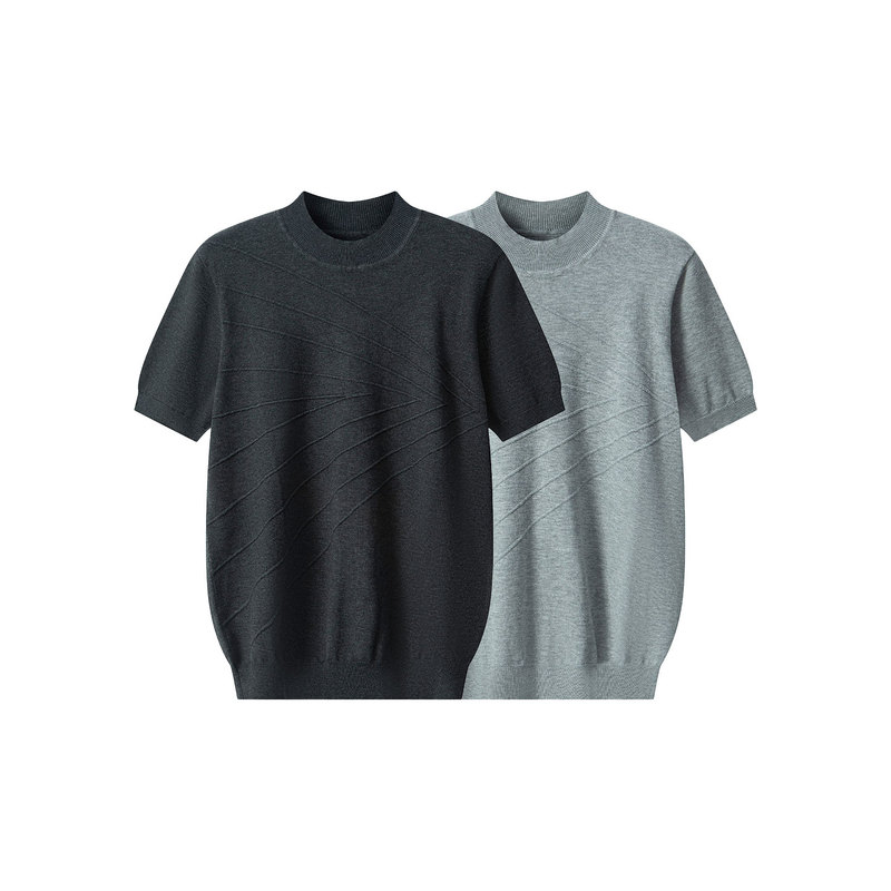 No Logo Sola 100% Tencel Lyocell Triangular Geometric Ray Knit Short-Sleeve T-Shirt, Extremely Comfortable