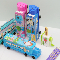 Online Red Little Train Pencil Case Boy Girl Versatile Double Decker Cute Cartoon Super Cute First Grade