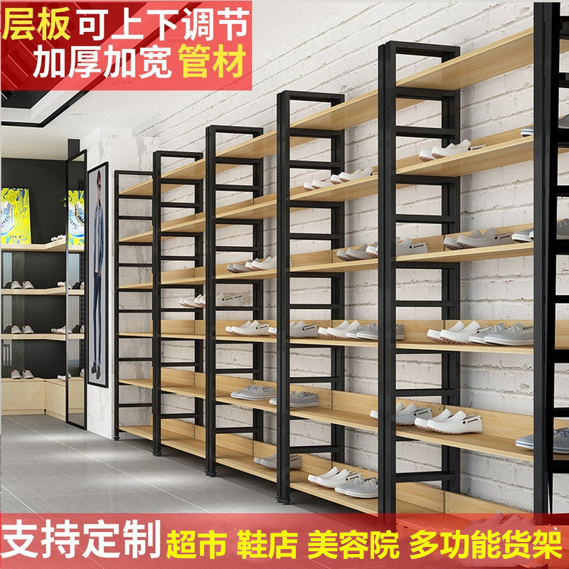 Rigid wood structure shelving 2 4 m High and small selling part Shops Food Snack Shelf Combined Steel Wood Multilayer Display Case
