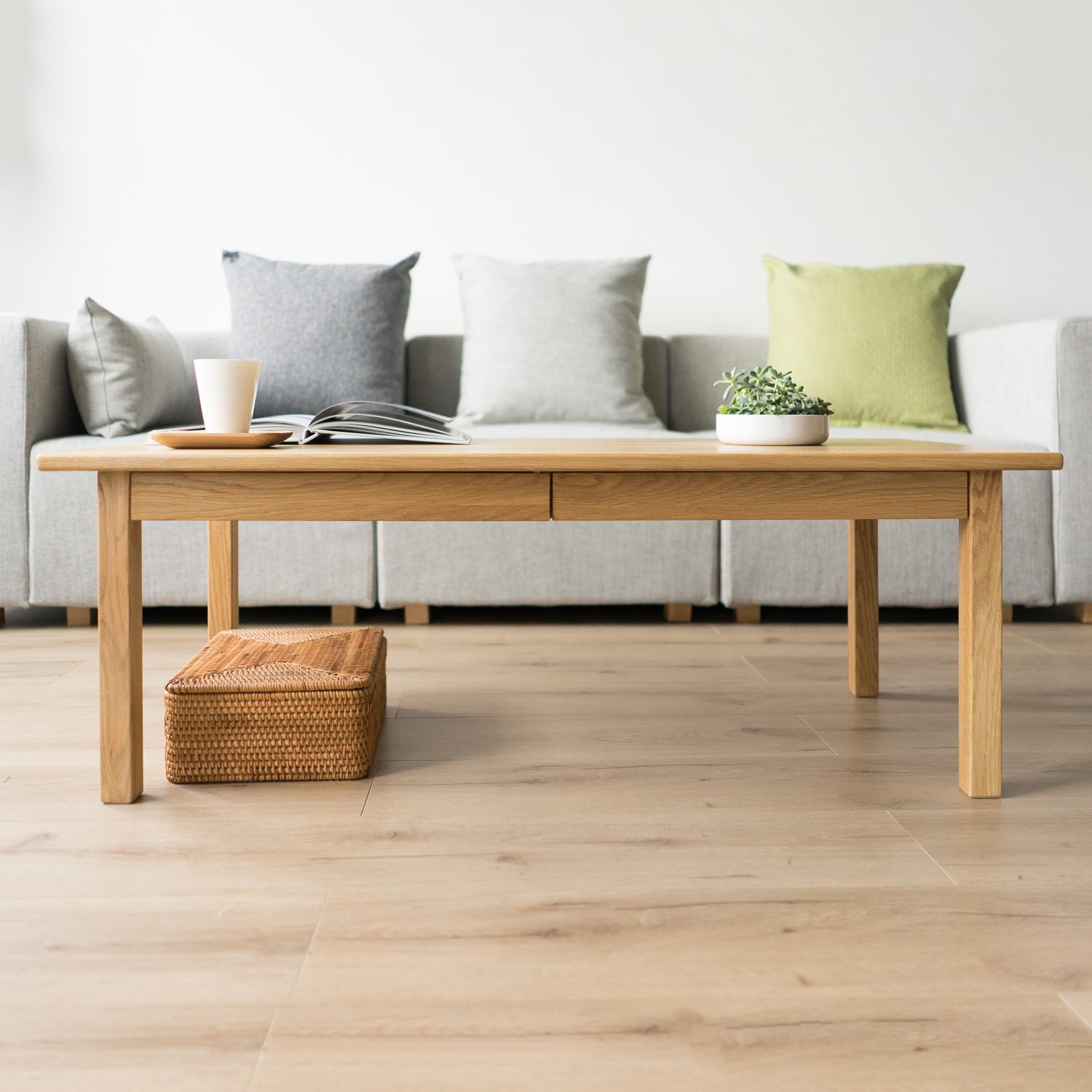 All the simple white oak black walnut pure wood Japanese Nordic Japanese style seal minimal tea table