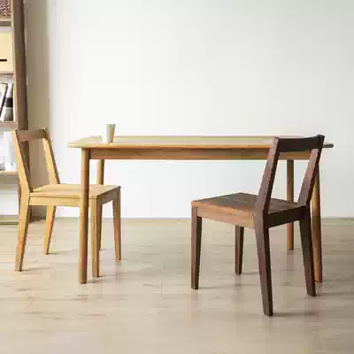 None is all Unprinted Japanese Nordic black walnut White oak solid wood log round rectangular dining table desk