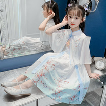 Hanfu Girls Dress Childrens costume Super Fairy summer Dress Summer thin section Girls short sleeve 2021 Chinese style ancient style