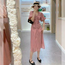2022 Summer Womens Beauty Little Subtemperament Name Yuanyuan High end High Sensation Pink Lian dresses Sister Lightly Cooked