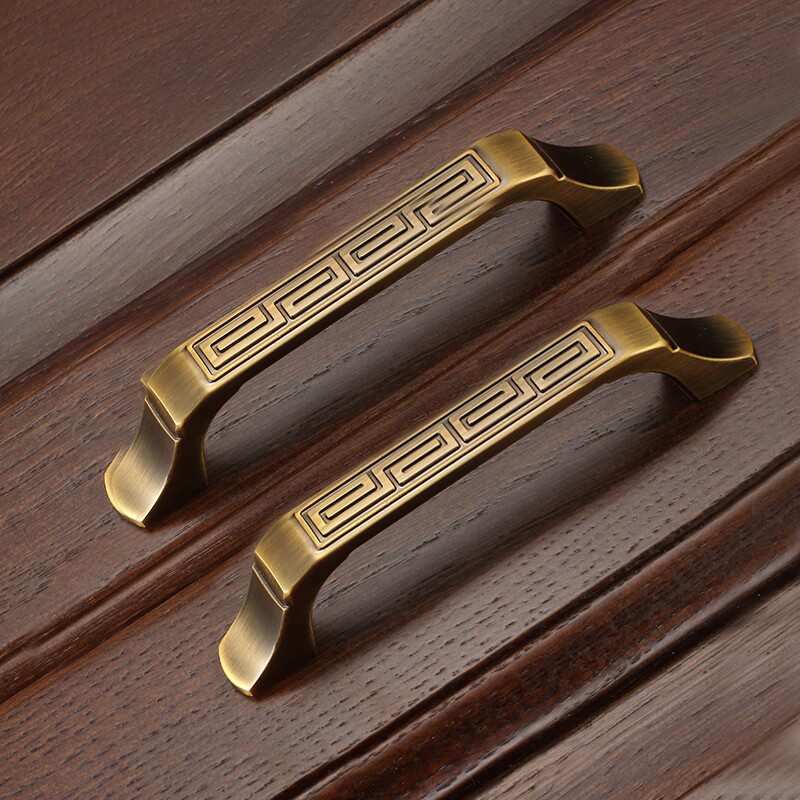 New Chinese all-copper wardrobe door handdrawer antique brass handcupcabinet door handcupboard furniture hardware
