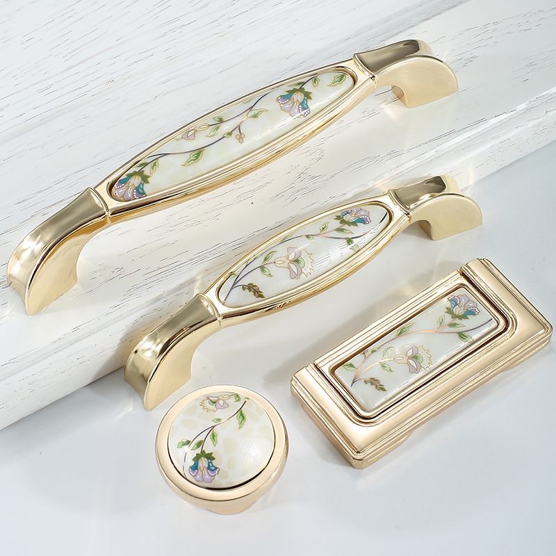 Light Luxurious Cabinet Door Handle Ceramic Eurostyle Upscale Overall Cabinet Door Handle Drawer Clothing Cabinet Field Garden Buttoned Hand Grip Hardware
