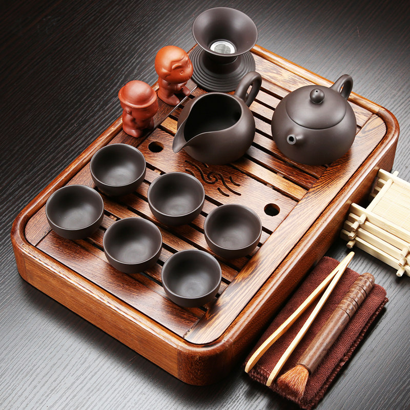 Solid Wood tea tray tea set home simple office kung fu tea set tea cup small set chicken wing Wood water storage tea table