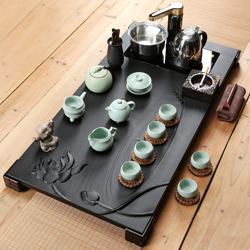 Shangze Full Automatic Sheung Shui Wujin Stone Tea Tray Set Ceramic Kung Fu Tea Set Home Four-in-One Complete Tea Set