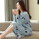 Pajamas for women autumn and winter coral velvet nightgown Korean version winter flannel thin style students can wear mid-length home clothes