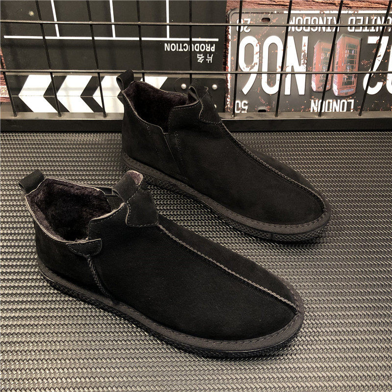 Winter new warm slip-on men's boots casual and comfortable trend all-match snow boots vibrato fast hand with the same men's shoes