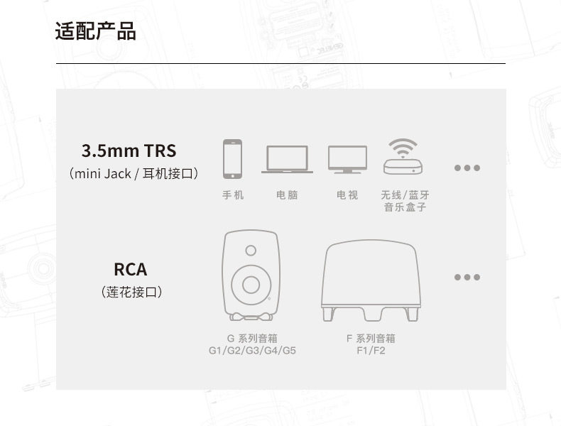 Genelec/真力 定制音频线 3.5mm转双莲花 一分二