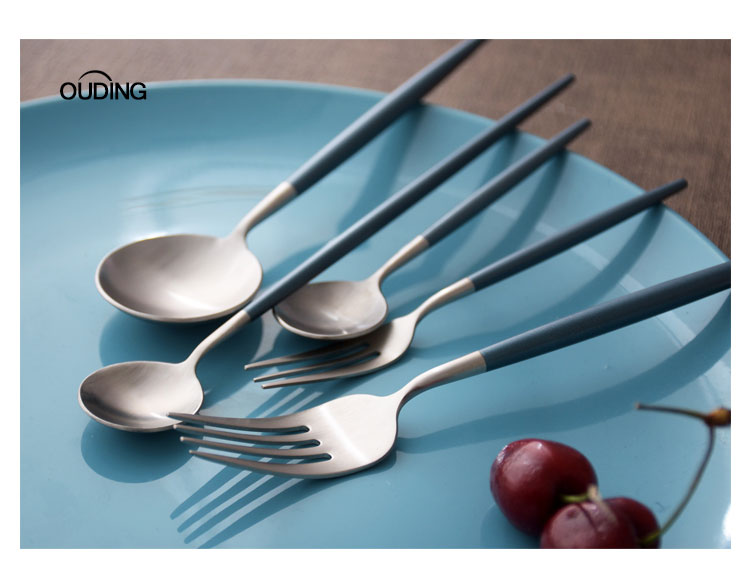 OUDING shamrock silver podcast 304 stainless steel steak knife and fork spoon, west tableware fruit fork coffee spoon