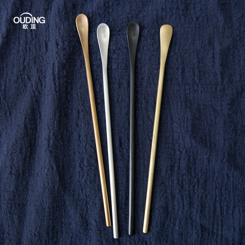 OUDING Day Style ins304 Long Handle Stirring Rod Coffee Spoon Creative Ice Spoon Cocktail Wine Tune Wine Bar Honey Spoon