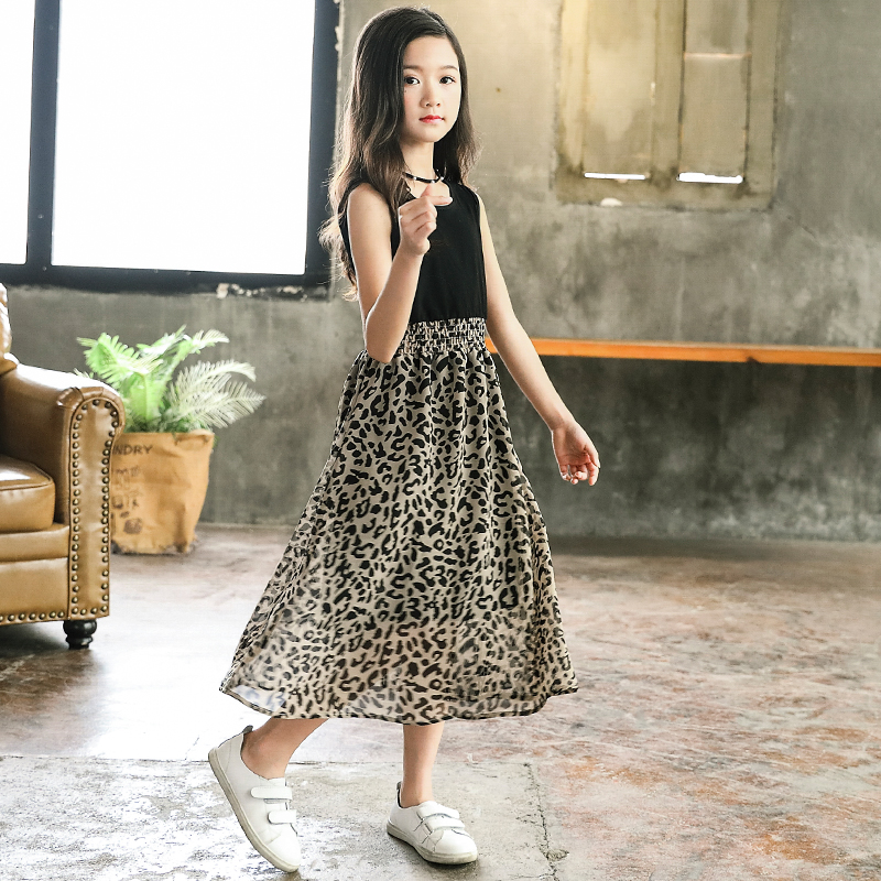 (Special) Girls' dresses and summer dresses new Korean version of fashionable children's stitching BAO WEN skirt girls Western style princess skirt