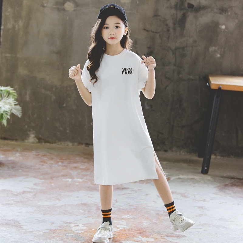 (Special) Girls' dresses and summer dresses 2022 new Korean version of girls' skirts cotton middle-aged children's sweater skirts Western style