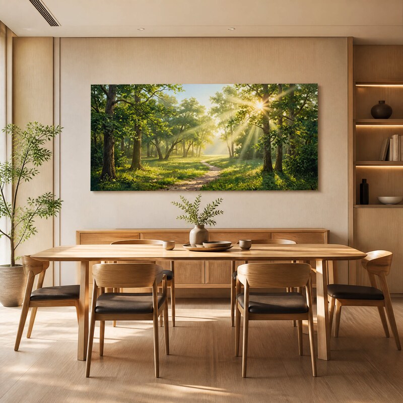 《Morning Forest》 Light Luxury and Elegant Living Room and Study Hanging Painting, High-End Green Landscape Sofa Background Wall Decorative Painting 《Morning Forest》 Light Luxury and Elegant Living Room and Study Hanging Painting, High-End Green Landscape Sofa Background Wall Decorative Painting