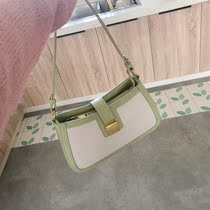 Milk green milk white with Korean chic temperament shoulder armpit baguette bag portable crossbody bag=IAC your green self-made