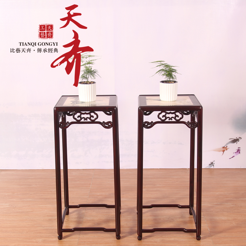 Zambia blood sandalwood cloudstone flower shelf indoor living room floor Chinese style solid wood gold Ge flower shelf Red wood furniture