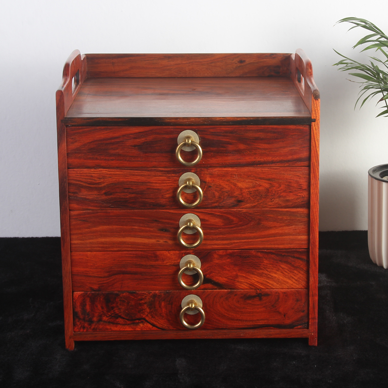 Large Red Acid Branches Puer Tea Sub Tea Tray Tea Cabinet Solid Wood Drawers Tea Box Red Wood Tea Cake Containing Box Multilayer Storage Tea Cabinet