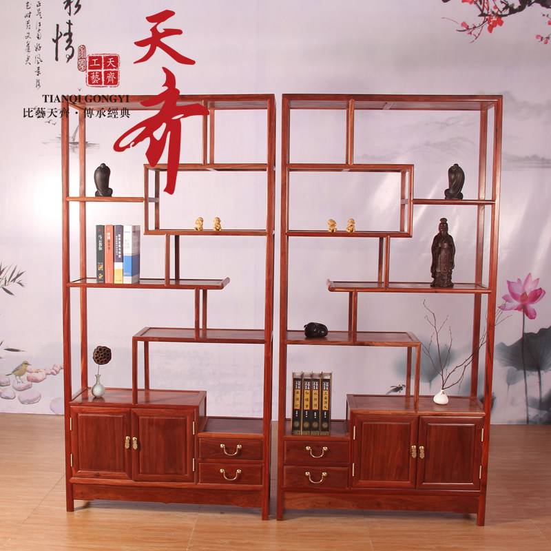 Red wood Haitang bou ancient shelf Living room Antiques shelf Chinese style Doloft Partition Bookshelves Zambia Blood Sandalwood Shelve