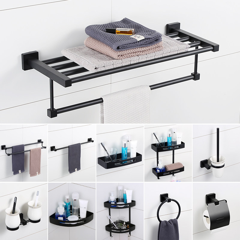 Laoye BLACK PENDANT THICK STAINLESS STEEL BATHROOM PENDANT BATH TOWEL TOWEL RACK HARDWARE PENDANT SET