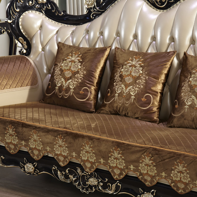 Four seasons universal leather sofa cushion cover winter Nordic modern simple velvet non-slip fabric all-inclusive custom