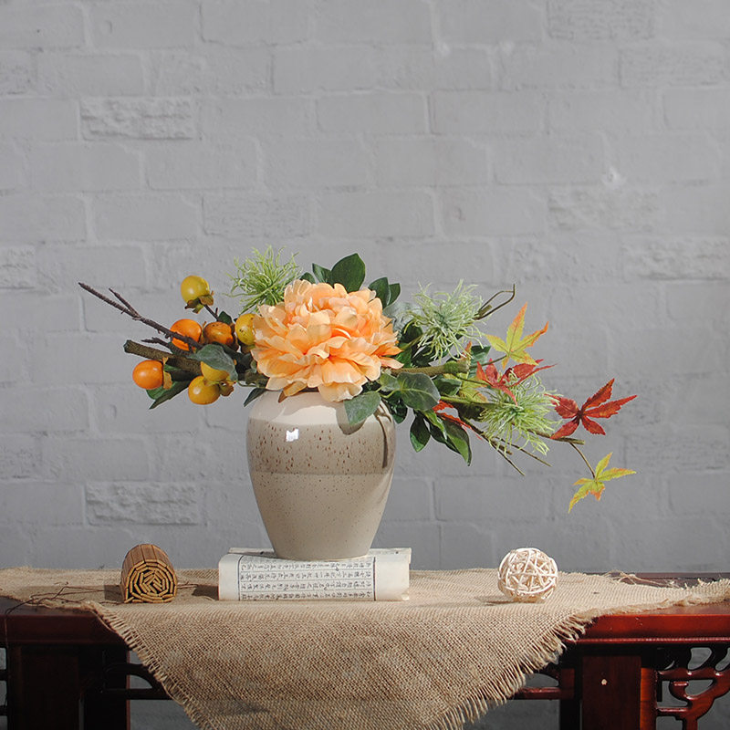 The things are good about the persimmon fruit rich peony flower simulation flower set in the living room with silk flower set meal and fake flowers