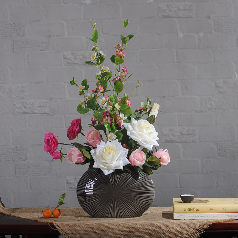 one thousand Sail Feather Emulation Flower Rose Flower Table Pendulum Pieces Living-room Silk Flowers Flower Flower Arrangement Fake Flowers Swing Pieces Overall Floral Art