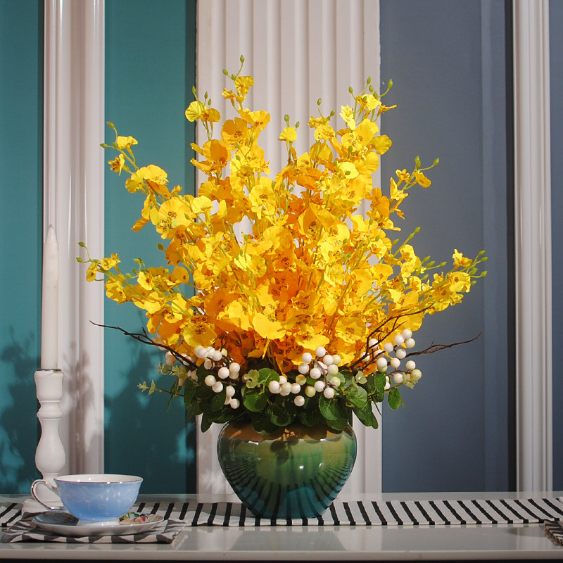 Simulation flower dancing orchid decoration flower high-quality flower arrangement living room table anti-real silk flower indoor fake flower decoration flower art