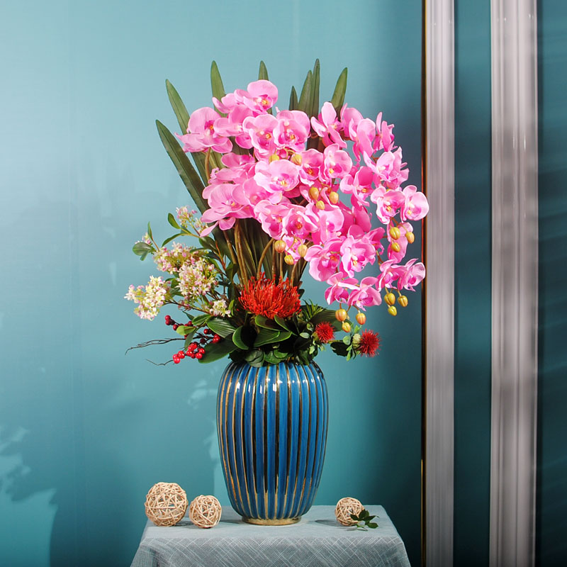 Feeling Phalaenopsis Orchid High Simulation Hand Flower Decoration Decoration Floral High Grade Fake Flower Living Room High Quality Ornament Silk Flower