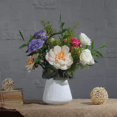 Simulation of flower eukycodon grandiflorum flower arrangement silk flower Camellia decorative flower whole flower art living room table set fake flower set