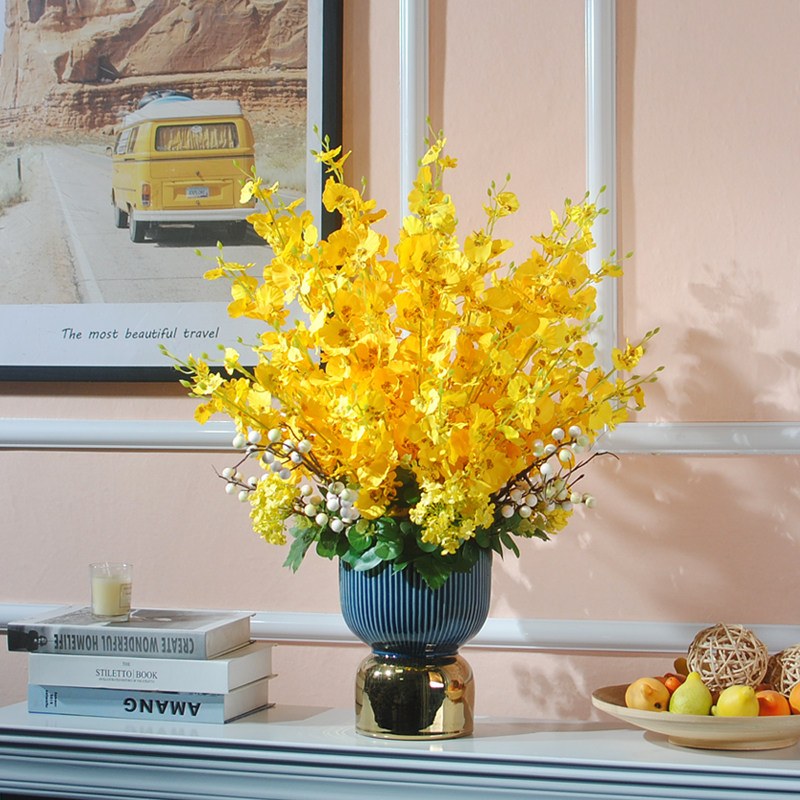 Simulation flower dancing orchid light luxury table flower display model room fake flower shop decoration flower living room desktop decoration flower