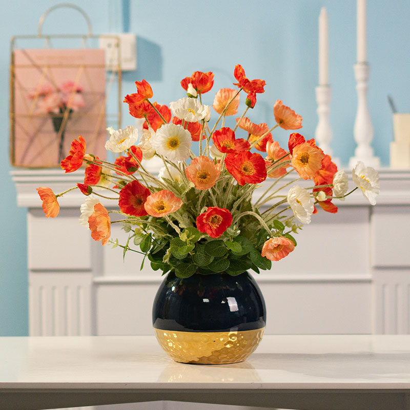 Silk flower poppy flower light luxury table setting flower living room flower poppy beauty salon fake flower simulation flower decoration